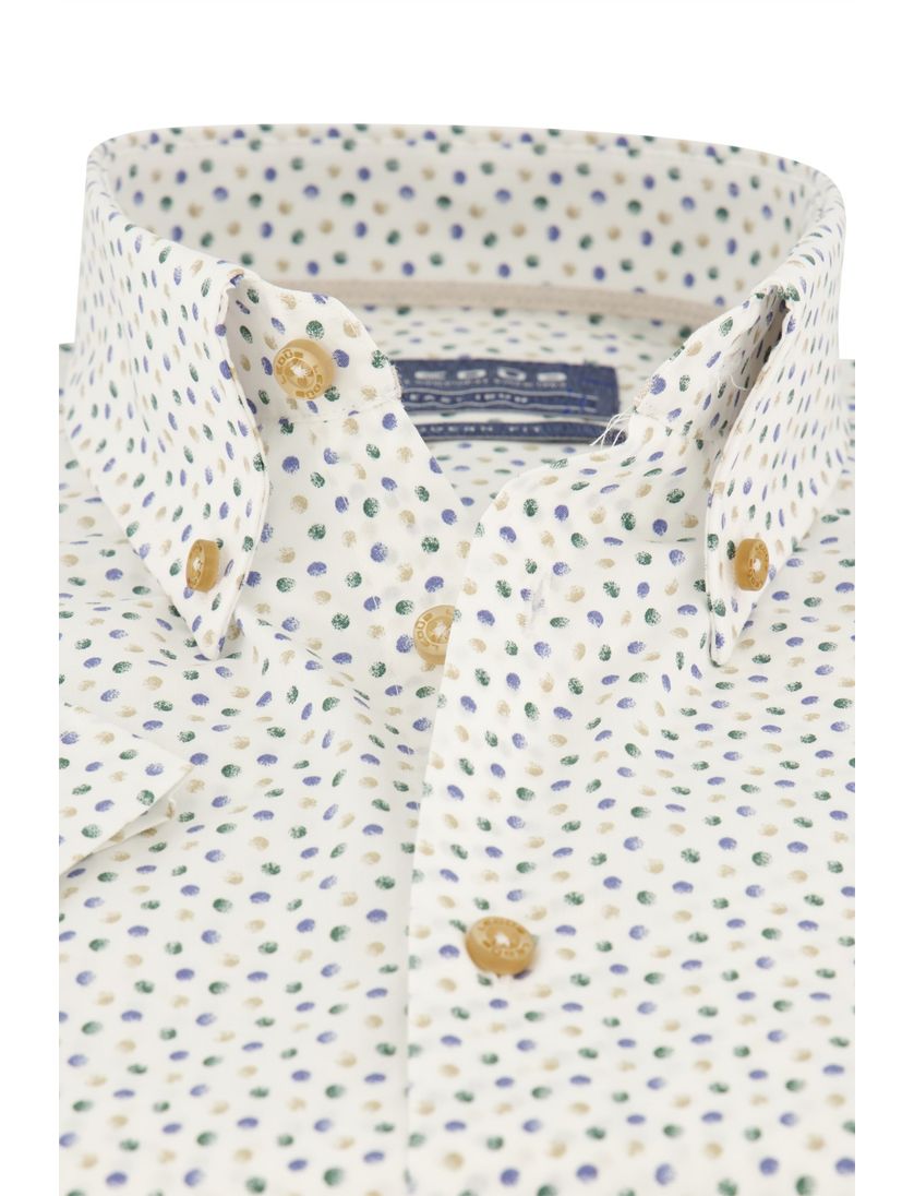 Ledub overhemd korte mouw normale fit wit geprint