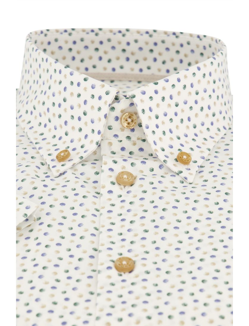 Ledub overhemd korte mouw normale fit wit geprint