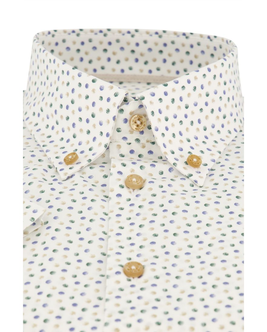 Ledub overhemd korte mouw wit geprint