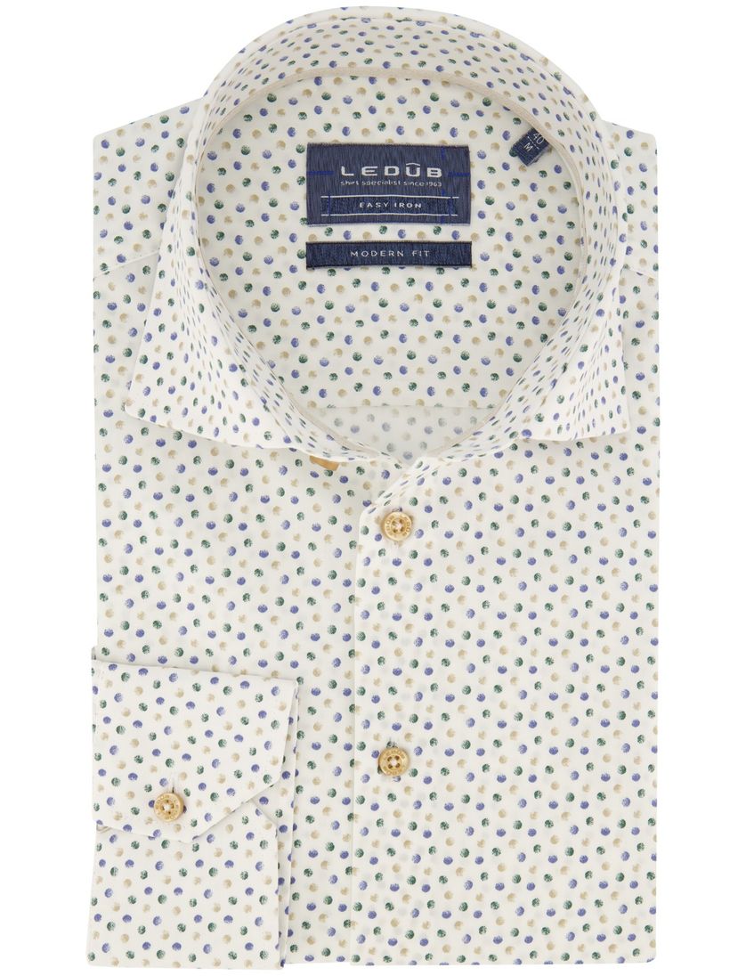 Ledub overhemd normale fit wit geprint