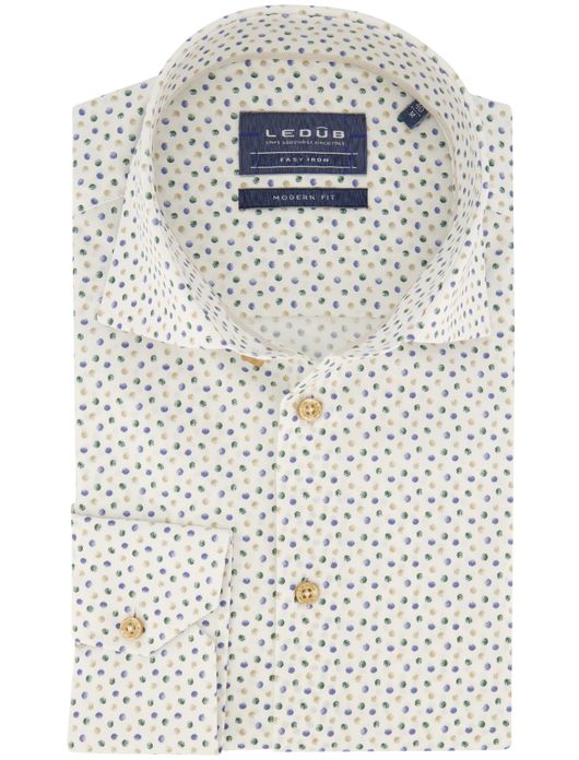 Wit Ledub overhemd groene stippen