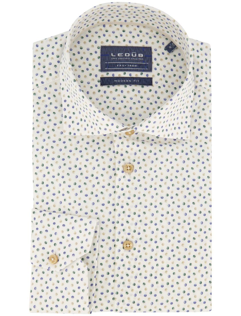 Ledub overhemd normale fit wit geprint