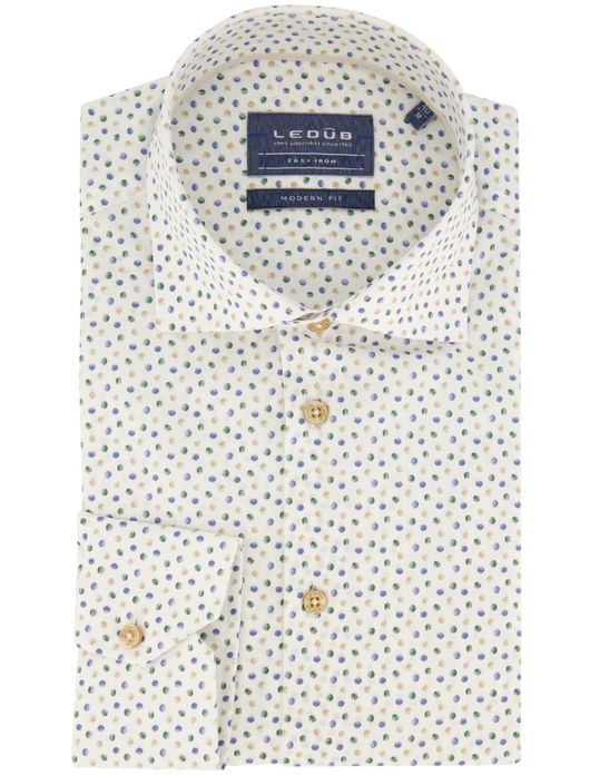 Wit Ledub overhemd groene stippen