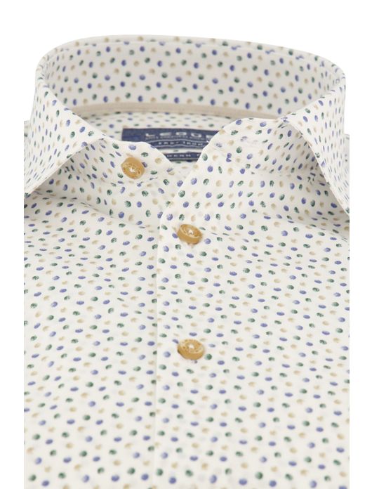 Wit Ledub overhemd groene stippen