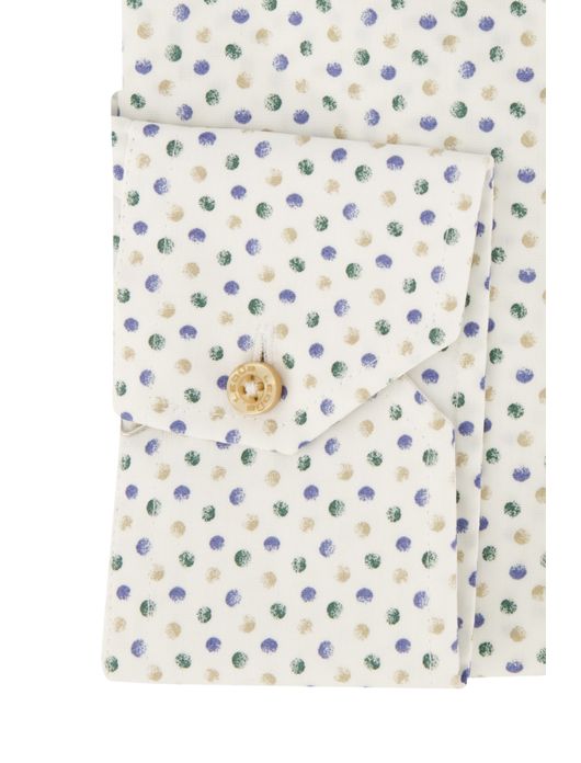 Wit Ledub overhemd groene stippen