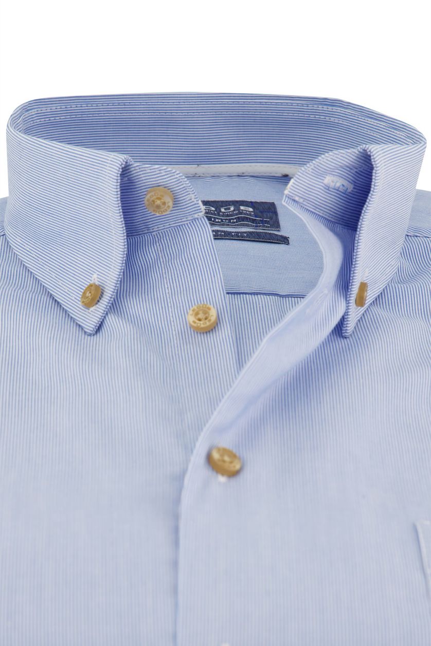 Ledub overhemd Modern Fit blauw korte mouw gestreept