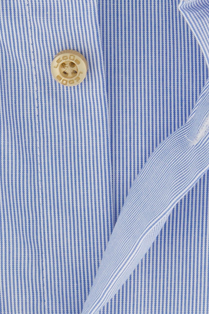 Ledub overhemd Modern Fit blauw korte mouw gestreept