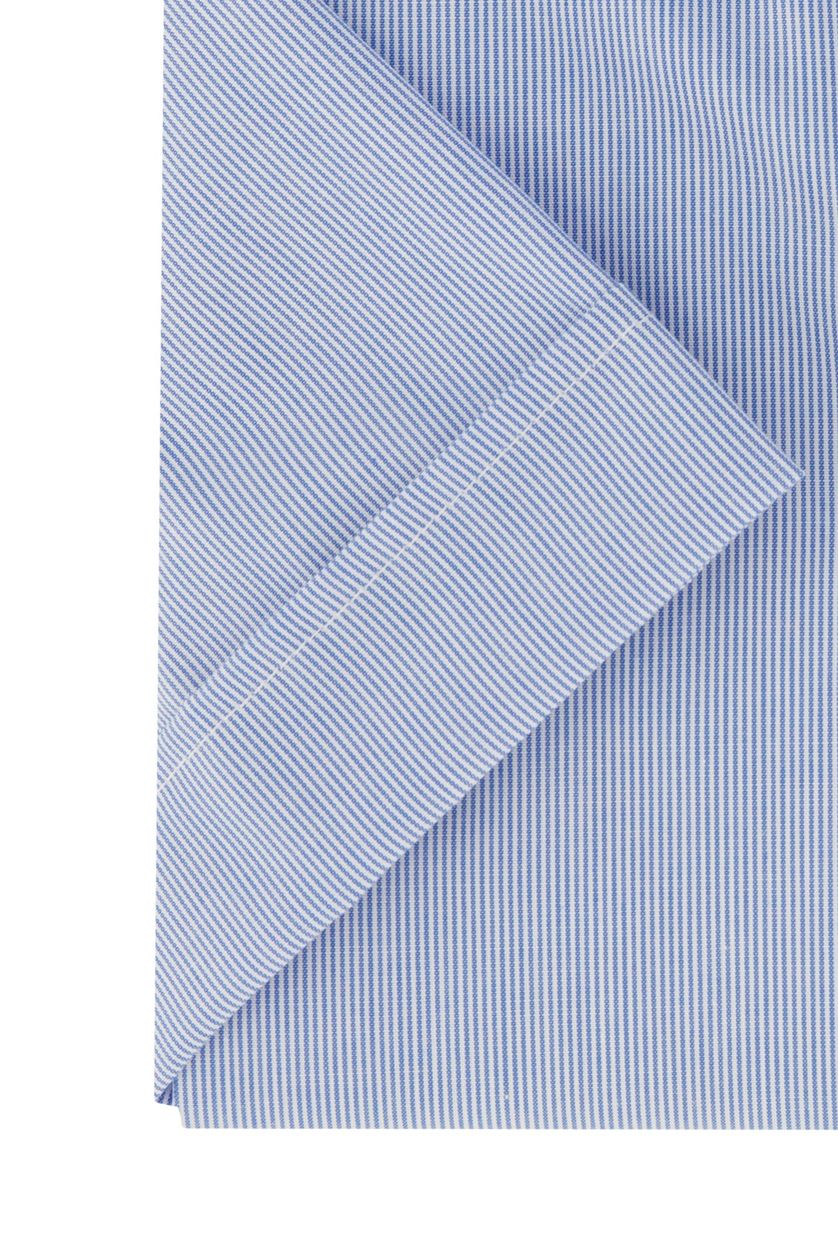 Ledub overhemd Modern Fit blauw korte mouw gestreept