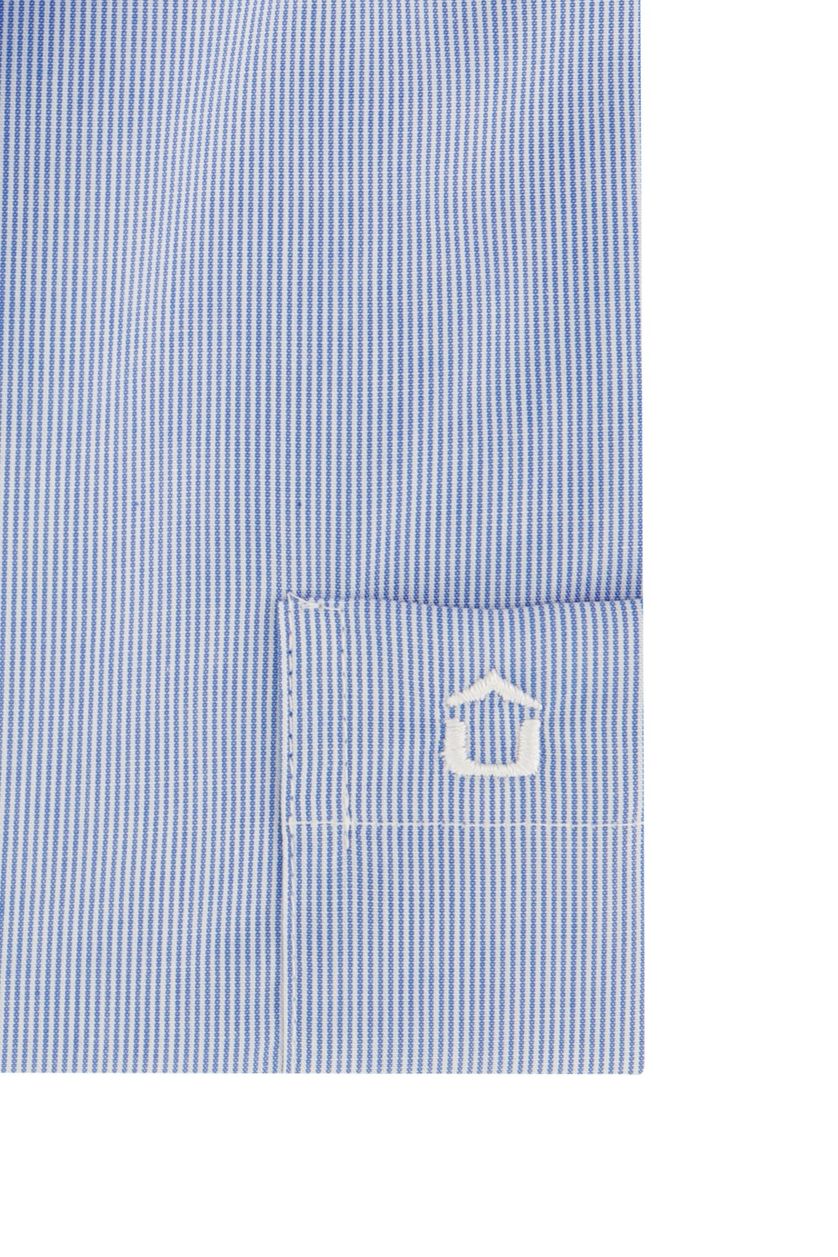 Ledub overhemd Modern Fit blauw korte mouw gestreept