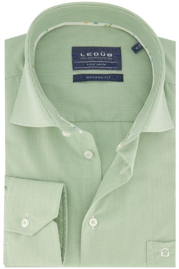 Ledub Ledub overhemd normale fit groen gestreept