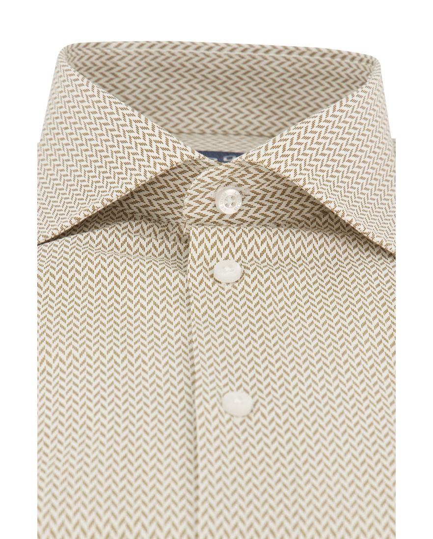 Overhemd Ledub business Modern Fit beige geprint