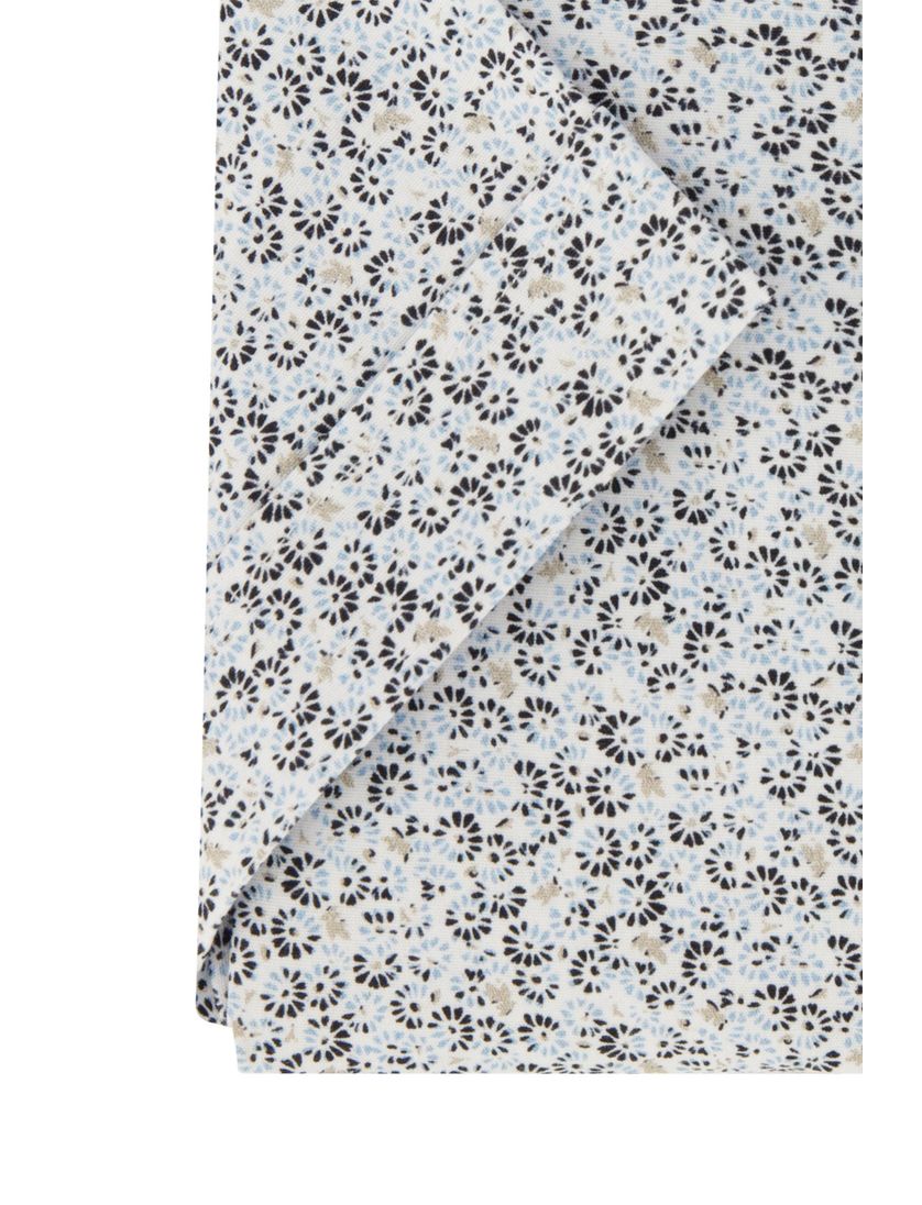 Ledub overhemd korte mouw Modern Fit blauw zwart geprint