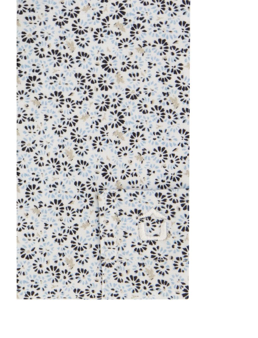 Ledub overhemd korte mouw Modern Fit blauw zwart geprint