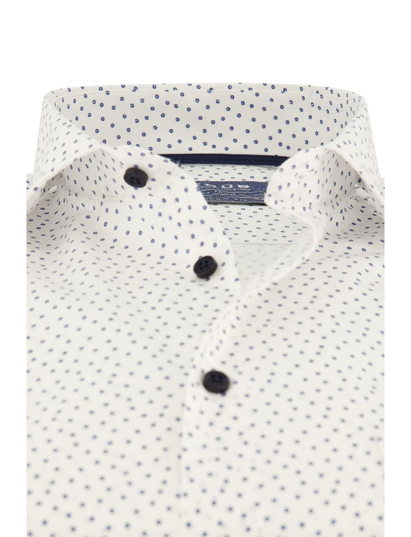 Katoenen Ledub overhemd mouwlengte 7 geprint wit