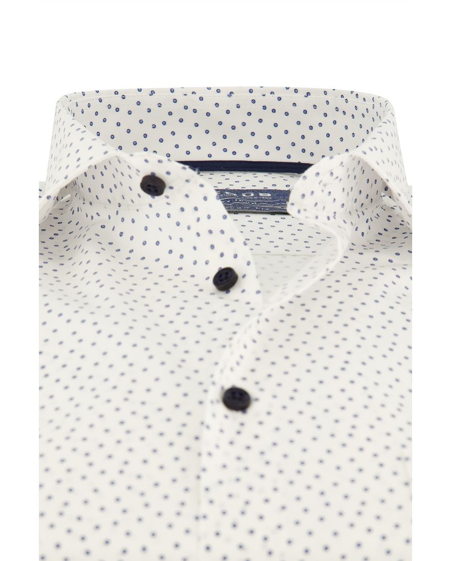 Ledub overhemd mouwlengte 7 wit geprint normale fit