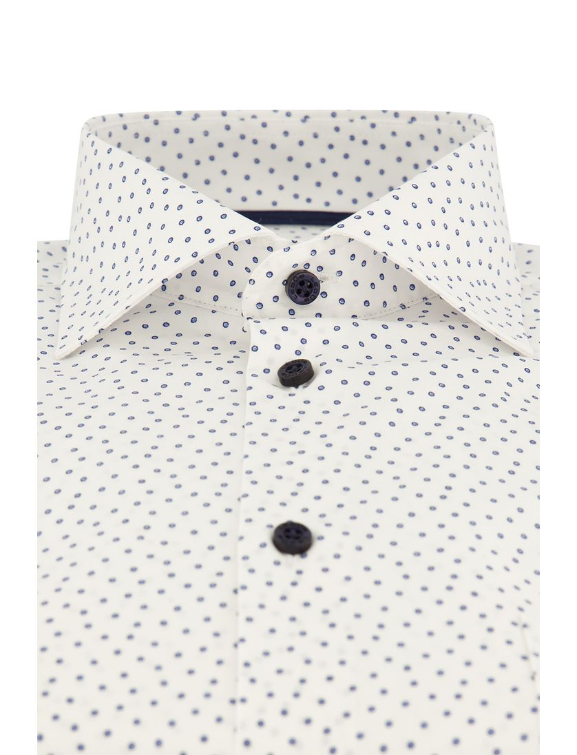 Katoenen Ledub overhemd mouwlengte 7 geprint wit