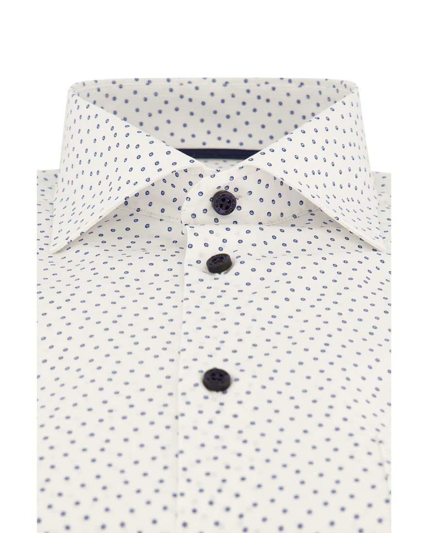 Ledub overhemd mouwlengte 7 wit geprint normale fit