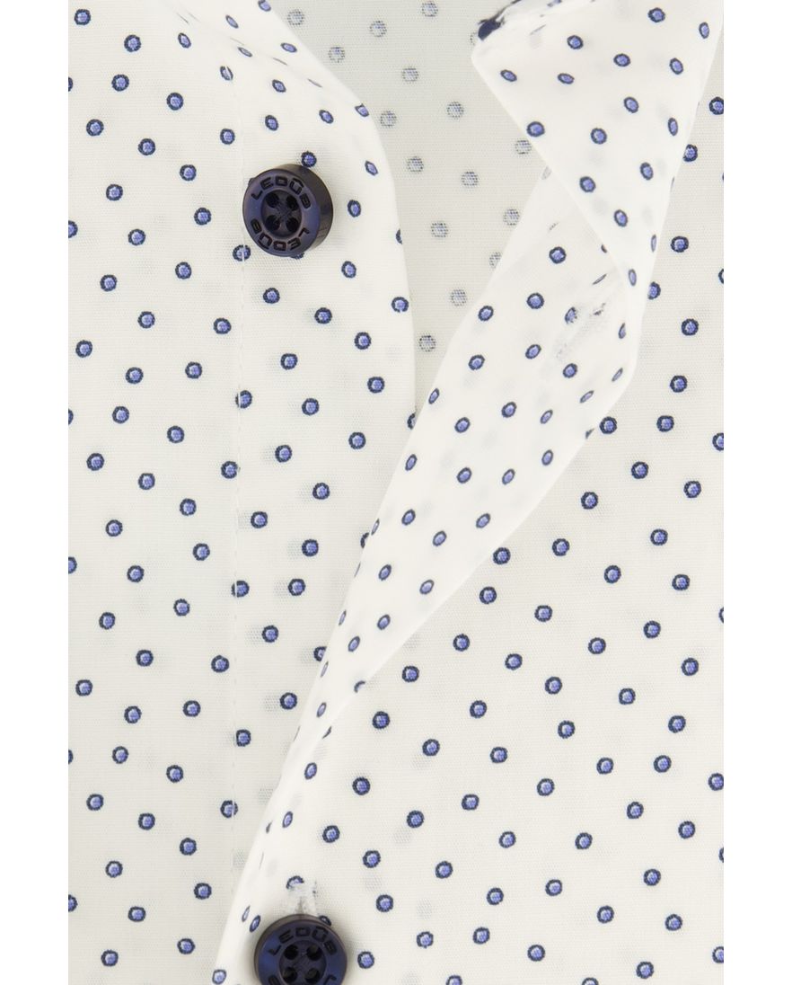 Ledub overhemd mouwlengte 7 wit geprint normale fit