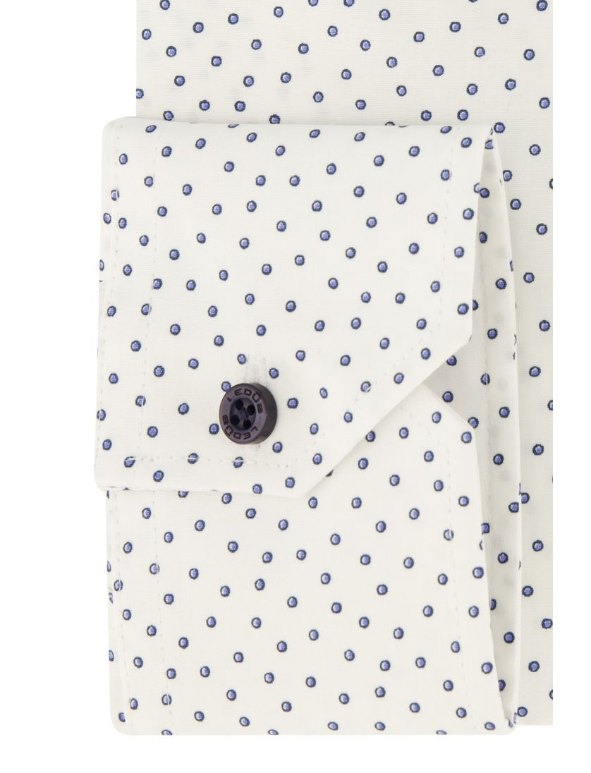 Katoenen Ledub overhemd mouwlengte 7 geprint wit