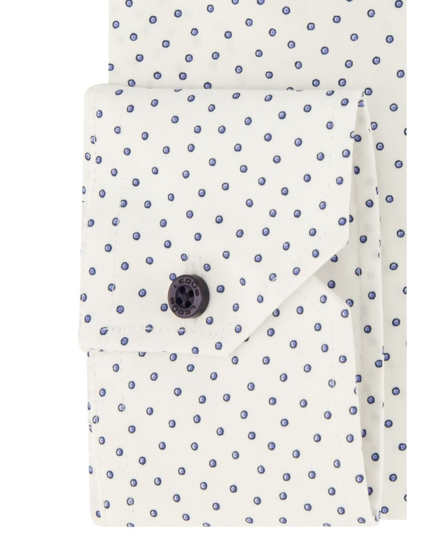 Ledub overhemd mouwlengte 7 wit geprint normale fit