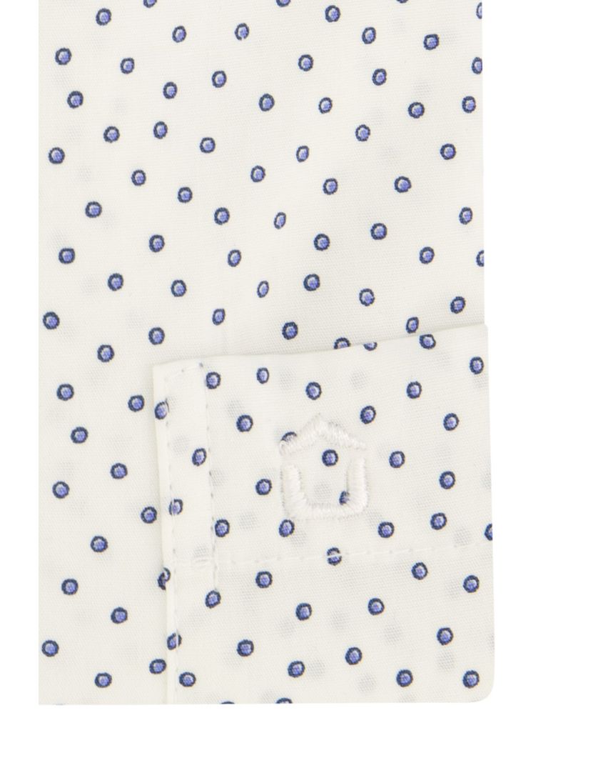 Katoenen Ledub overhemd mouwlengte 7 geprint wit