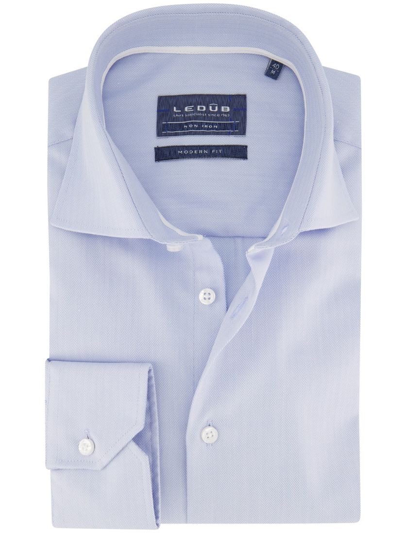 katoenen Ledub overhemd Modern Fit New blauw