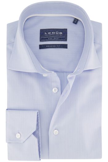 Ledub Ledub overhemd Modern Fit New effen blauw katoen