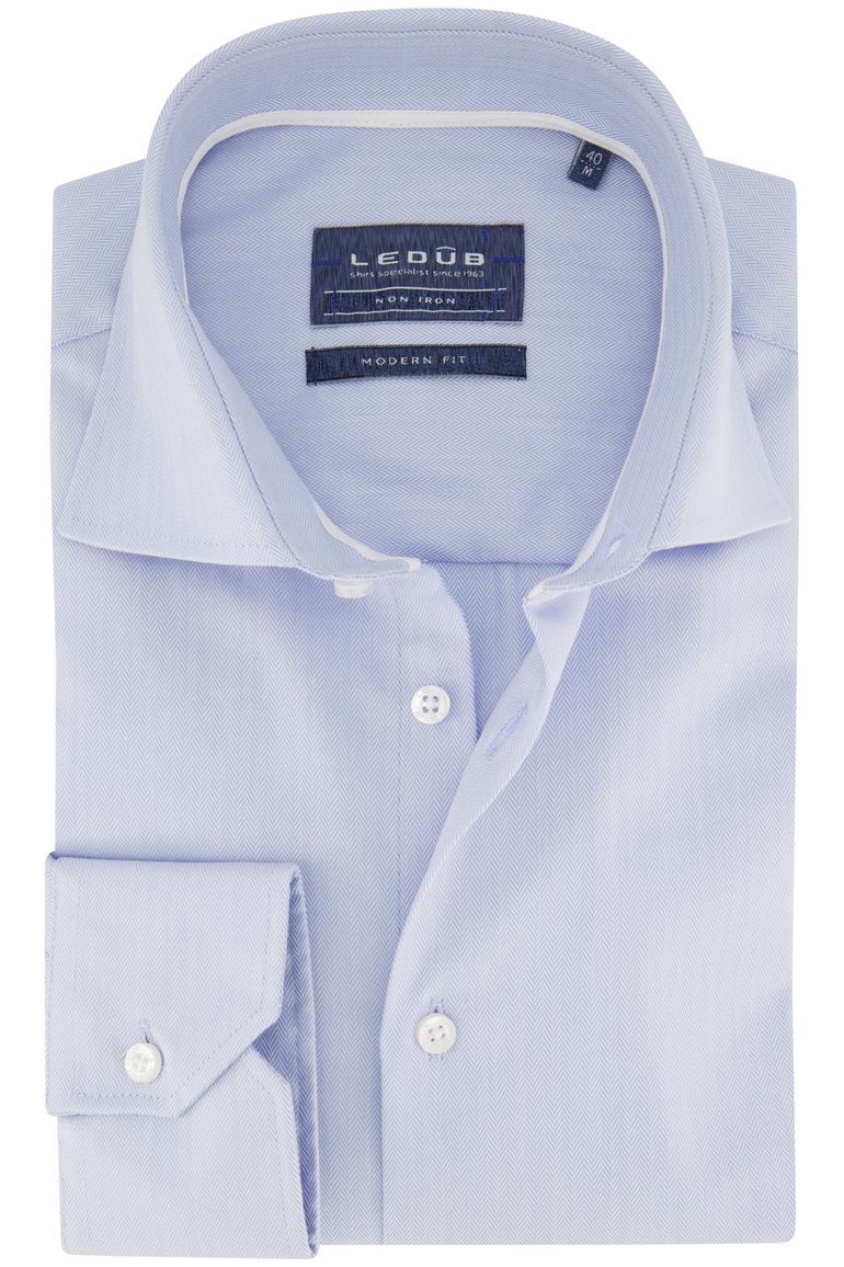 Ledub strijkvrij overhemd blauw
