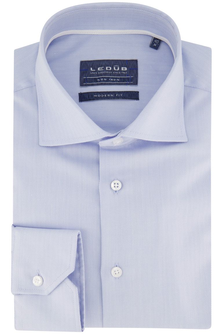 Ledub strijkvrij overhemd blauw