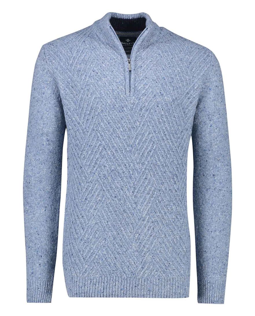 Baileys half zip trui extra lange mouw lichtblauw