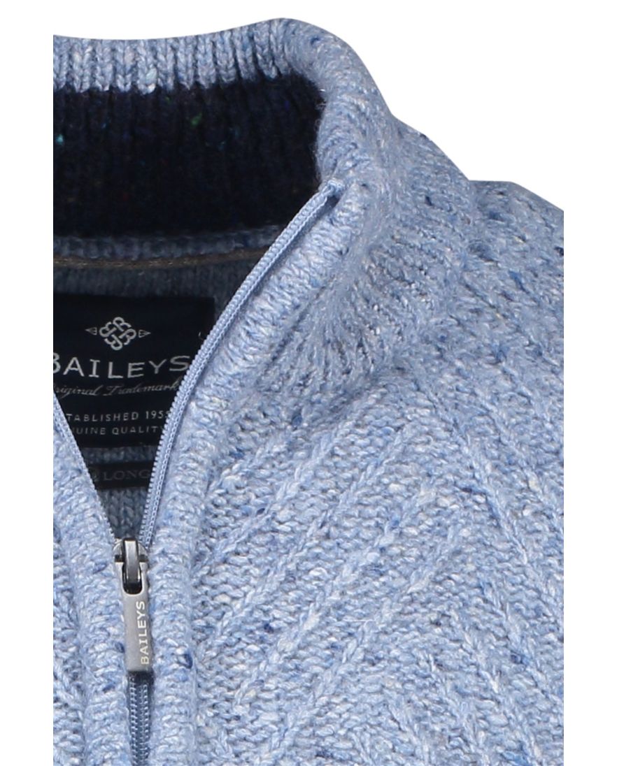 Baileys half zip trui extra lange mouw lichtblauw
