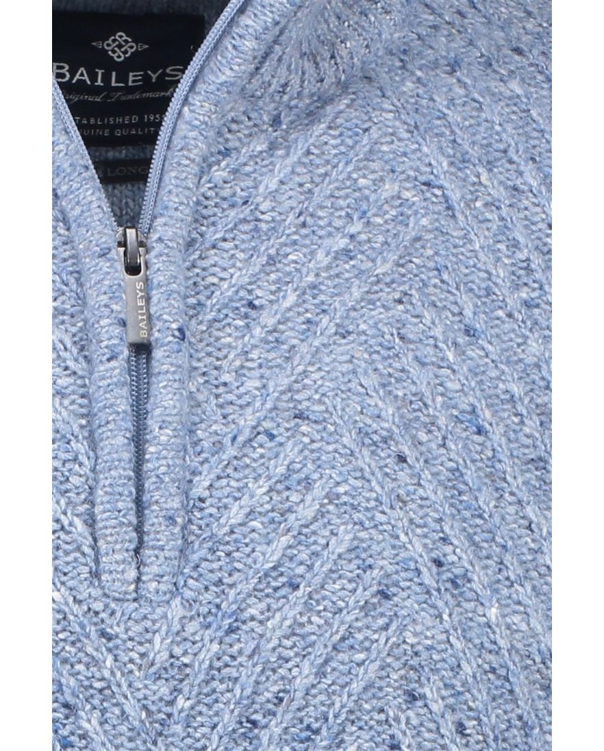 Baileys half zip trui extra lange mouw lichtblauw