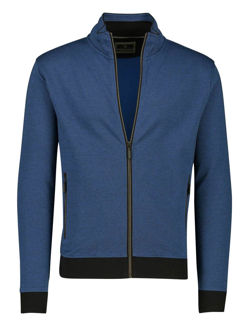 katoenen vest Baileys blauw print normale fit met rits