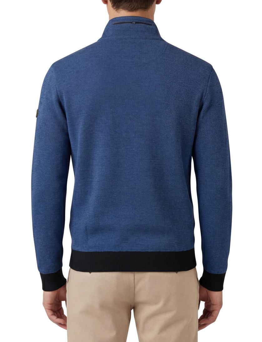 katoenen vest Baileys blauw print normale fit met rits