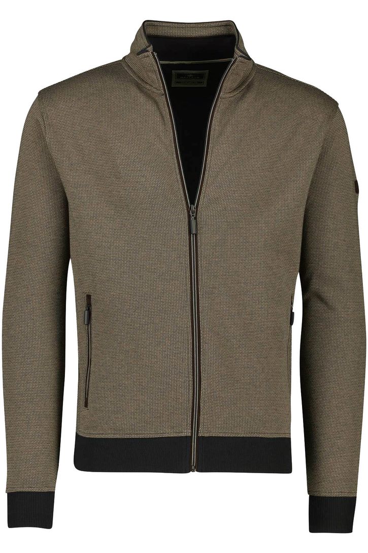 katoenen vest Baileys hoge hals bruin geprint normale fit katoen