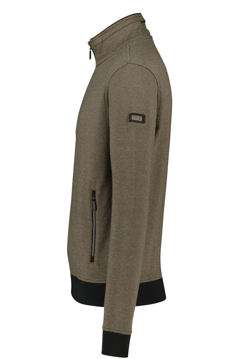 Katoenen Baileys vest bruin geprint normale fit met rits hoge hals