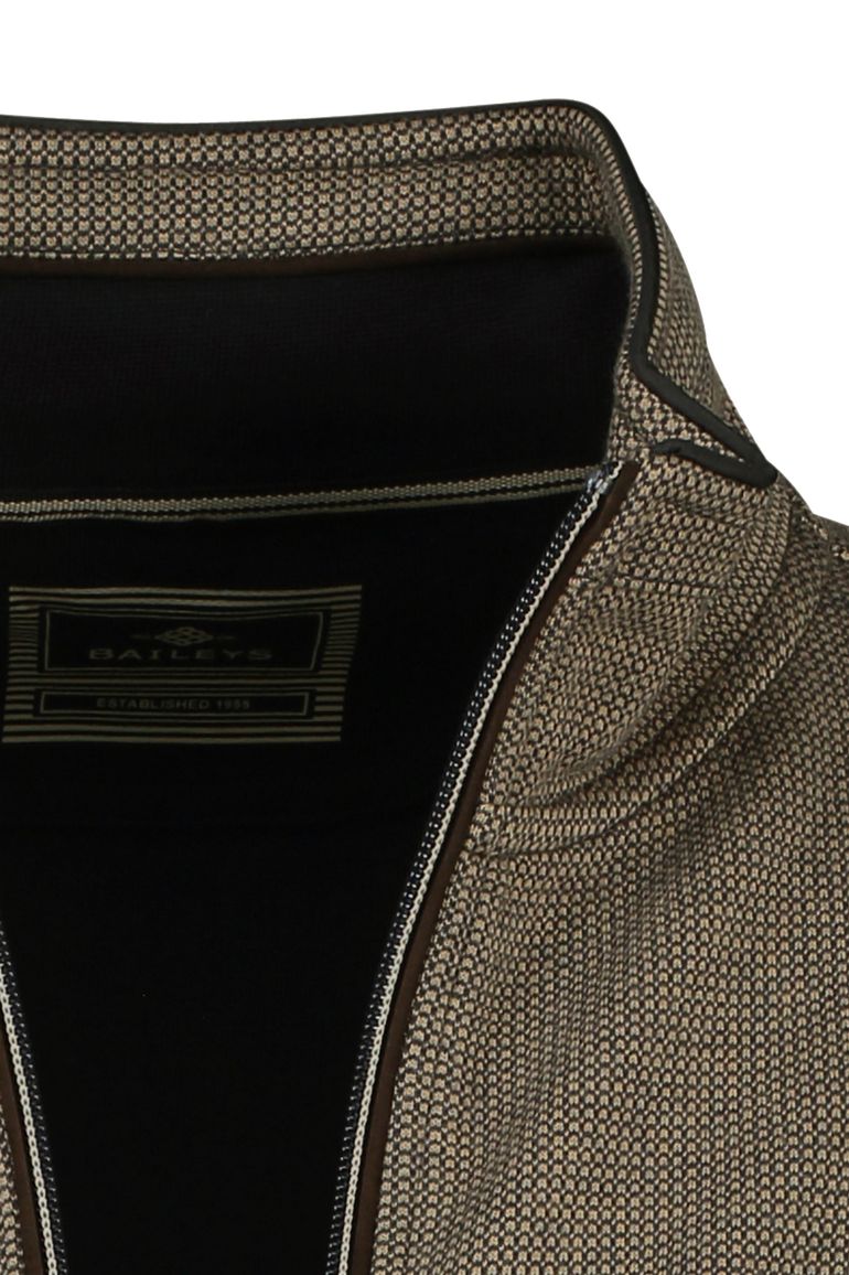 Katoenen Baileys vest bruin geprint normale fit met rits hoge hals