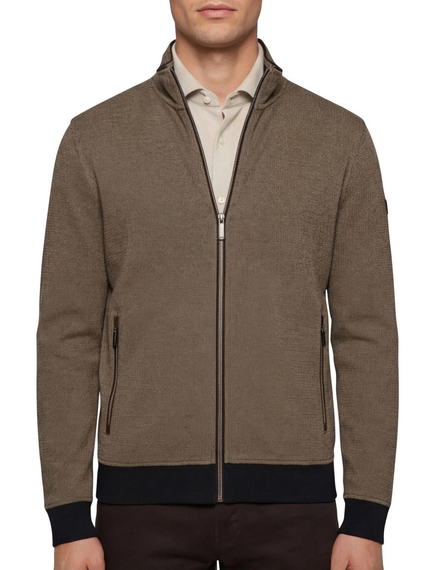 Katoenen Baileys vest bruin geprint normale fit met rits hoge hals