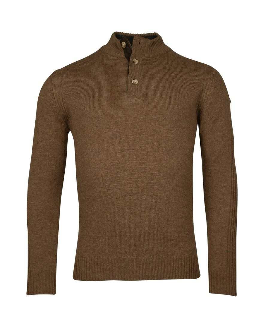 Baileys trui met knopen gebreid bruin effen lamswol