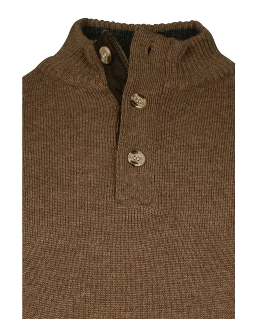 Baileys trui met knopen gebreid bruin effen lamswol