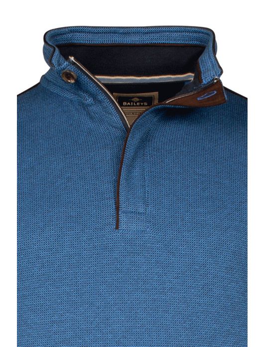 Baileys half zip trui met knoop blauw