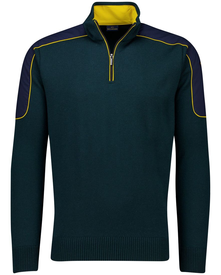 Paul & Shark trui half zip groen
