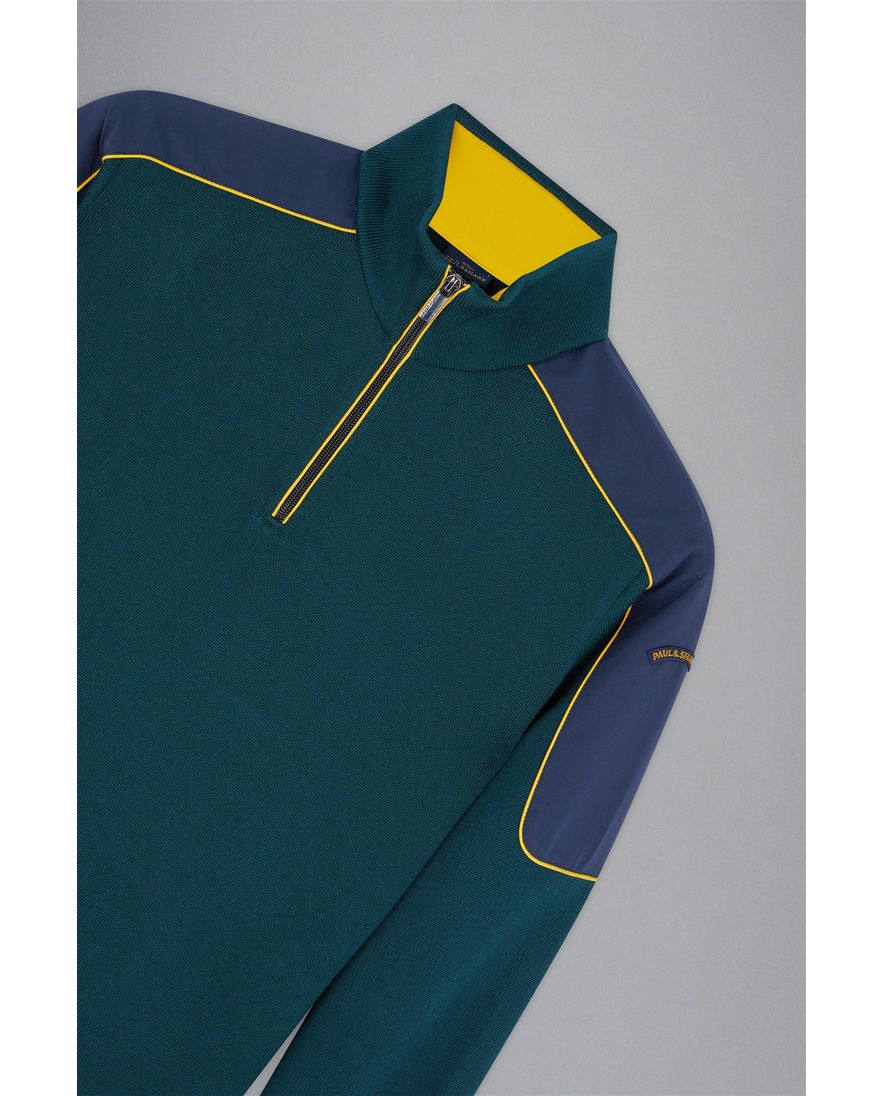 Paul & Shark trui half zip groen