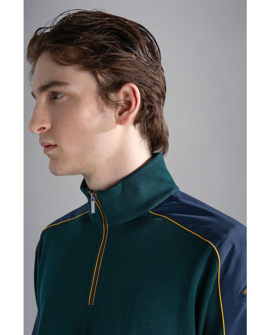 Paul & Shark trui half zip groen