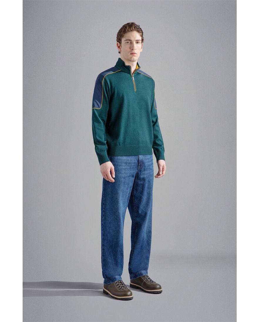 Paul & Shark trui half zip groen