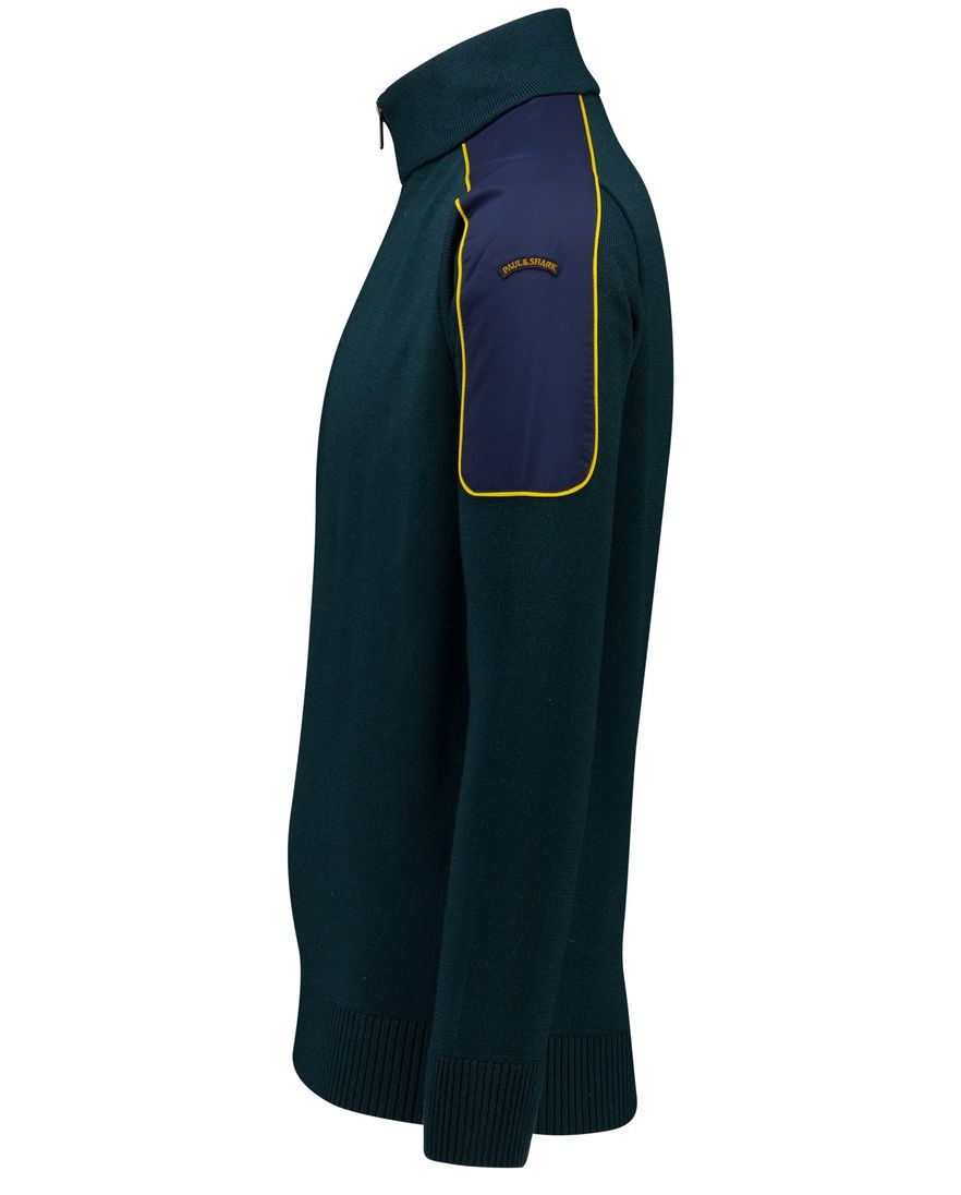 Paul & Shark trui half zip groen