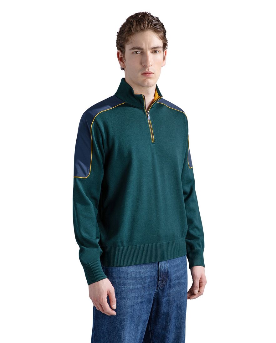 Paul & Shark trui half zip groen