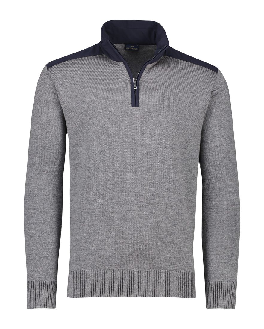 Paul & Shark sweater half zip grijs wol