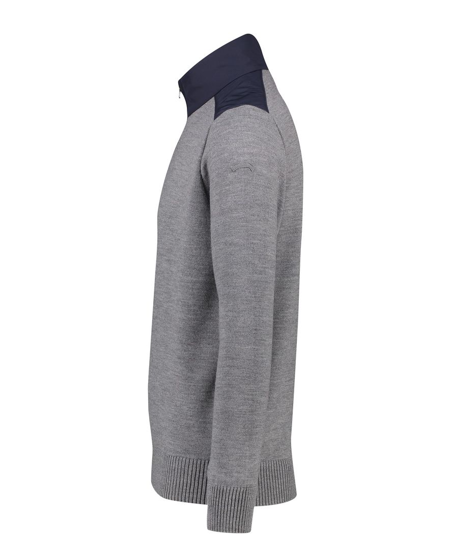 Paul & Shark sweater half zip grijs wol