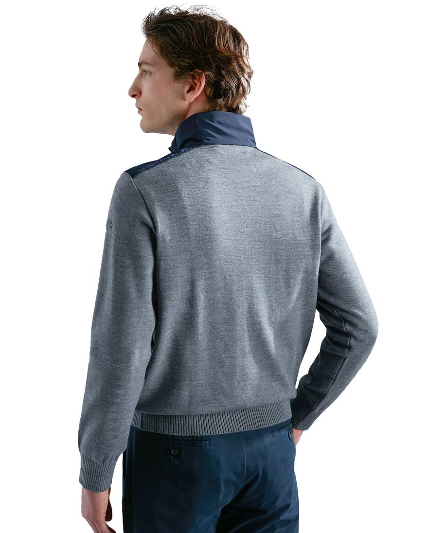 Paul & Shark sweater half zip grijs wol